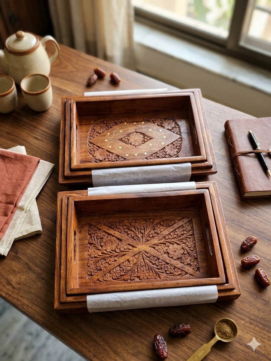 Premium Handmade Wooden Trays – Stylish Serving & Home Decor