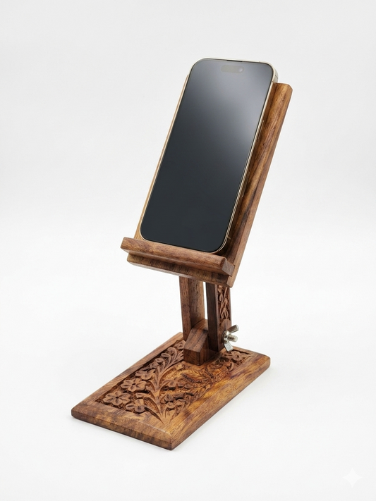 🪵 Handmade Wooden Mobile Stand